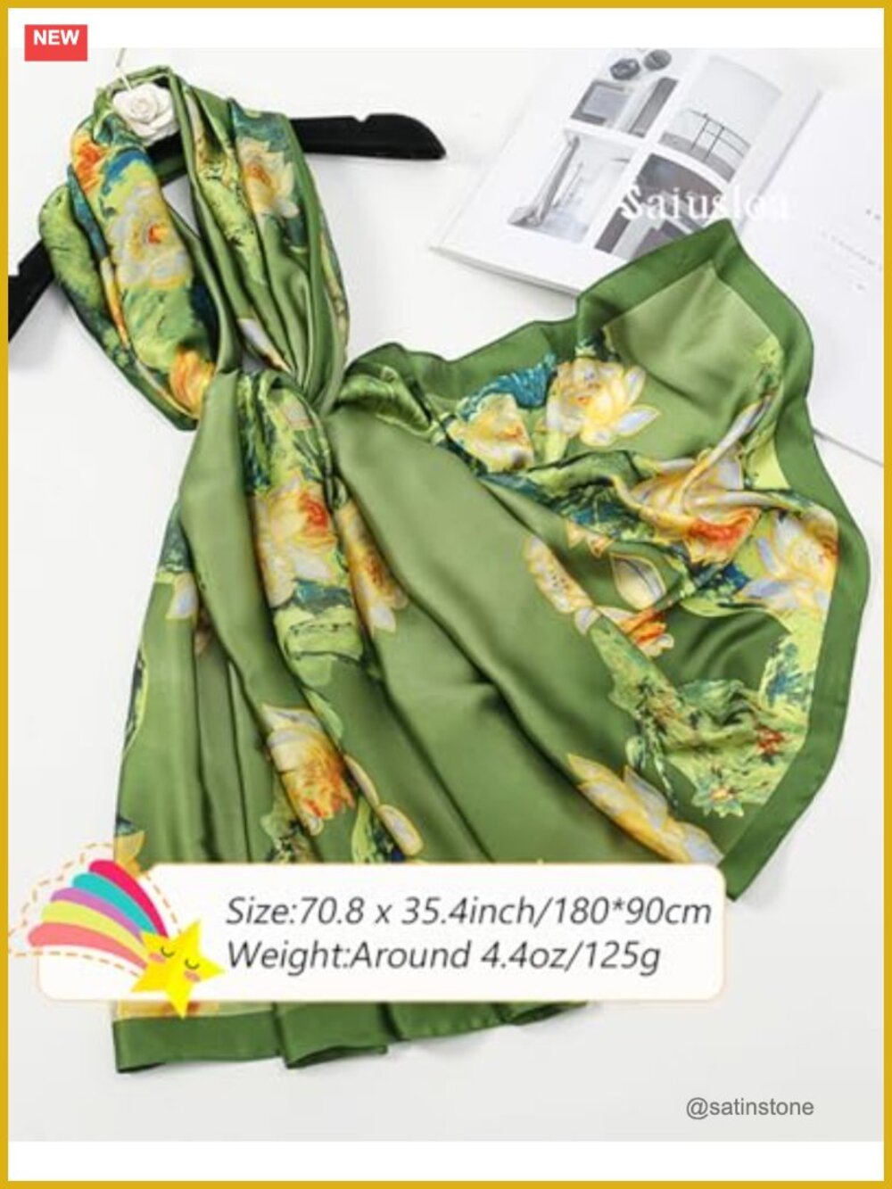 Silky Satin Scarf Shawl Wrap for Women – Lightweight Dressy Fashion Scarf for - Picture 4 of 6